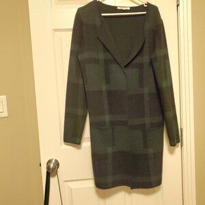 CLEO Green & Black Plaid Knit Cardigan